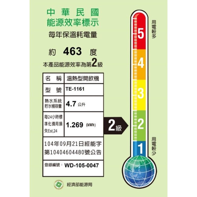 東龍【TE-1161】6.7L全開水溫熱開飲機