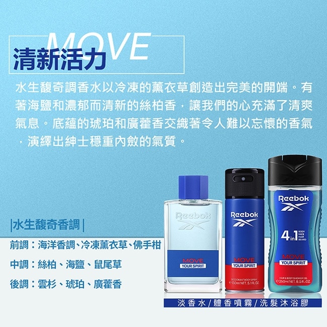 REEBOK 清新活力男性淡香水 100ml