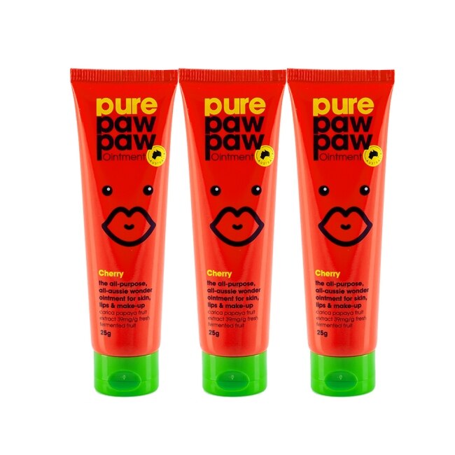 Pure Paw Paw (3入組)澳洲神奇萬用木瓜霜-櫻桃香 25g (淡紅)(代理商正貨)-贈隨機品牌針管香x2