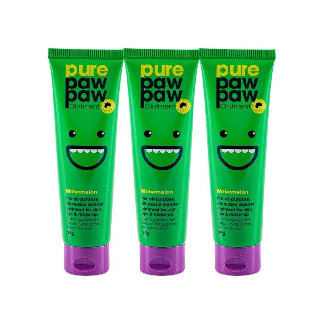 Pure Paw Paw (3入組)澳洲神奇萬用木瓜霜-西瓜香 25g (綠)(代理商正貨)-贈隨機品牌針管香x2