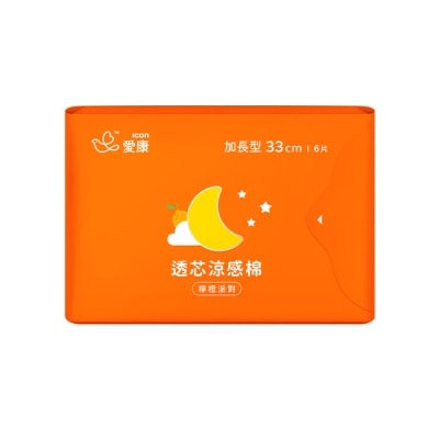 愛康icon - 愛康涼感衛生棉 加長型33cm 6片(檸橙派對) image