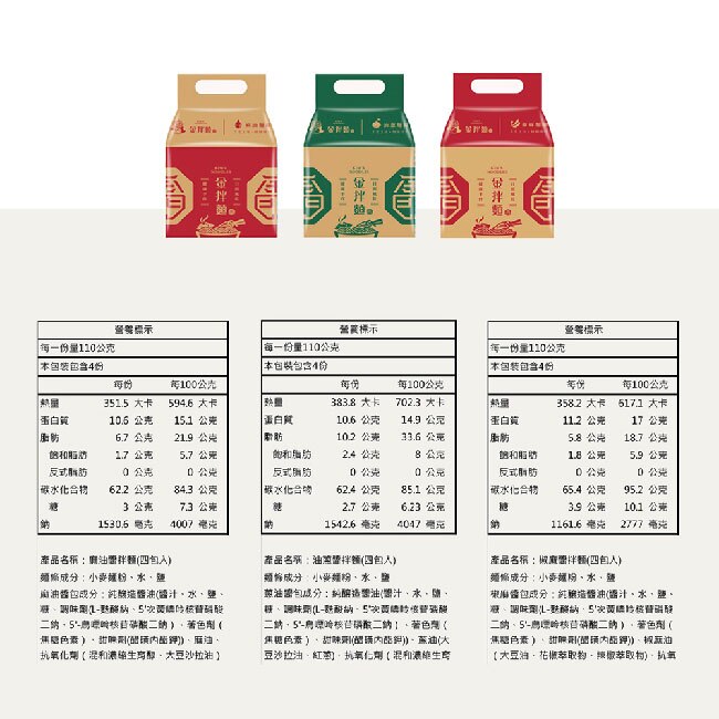 【金拌麵】麵線大3入組合(油蔥/椒麻/麻油) 金門必備伴手禮