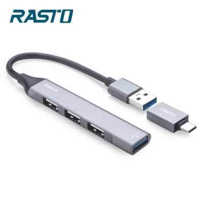 E-BOOKS RASTO RH7 USB 3.0 鋁合金四孔HUB集線器 贈TypeC接頭