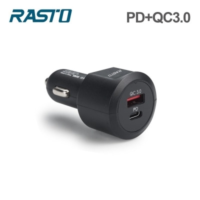E-BOOKS - RASTO RB12 車用18W PD+QC3.0雙孔快速充電器