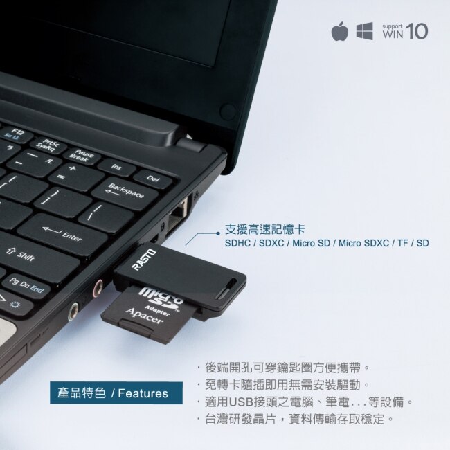 RASTO RT7 隨身型 USB 雙槽讀卡機