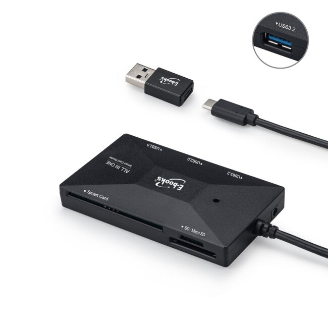 E-books E-books T46 Type C+Usb3.2 晶片複合讀卡機+3孔hub贈usb接頭
