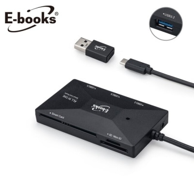 E-BOOKS E-books T46 Type C+USB3.2 晶片複合讀卡機+3孔HUB贈USB接頭