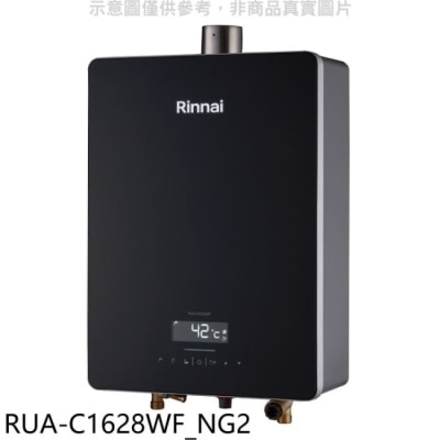 RINNAI 林內【RUA-C1628WF_NG2】16公升恆溫強排黑玻璃前板熱水器(含標準安裝)(王品牛排餐券1705元)