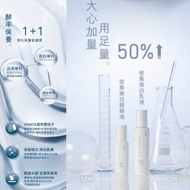 VINATA美白精華液(50ml)+美白乳液(100ml)