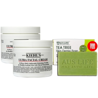 KIEHL S KIEHLS冰河醣蛋白保濕霜125mlx2(平輸)(贈茶樹美肌皂/薰衣草健康皂100gx1)