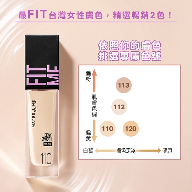 媚比琳 FIT ME 水光奇蹟粉底液 SPF30 PA+++ 110 30ml #小粉瓶