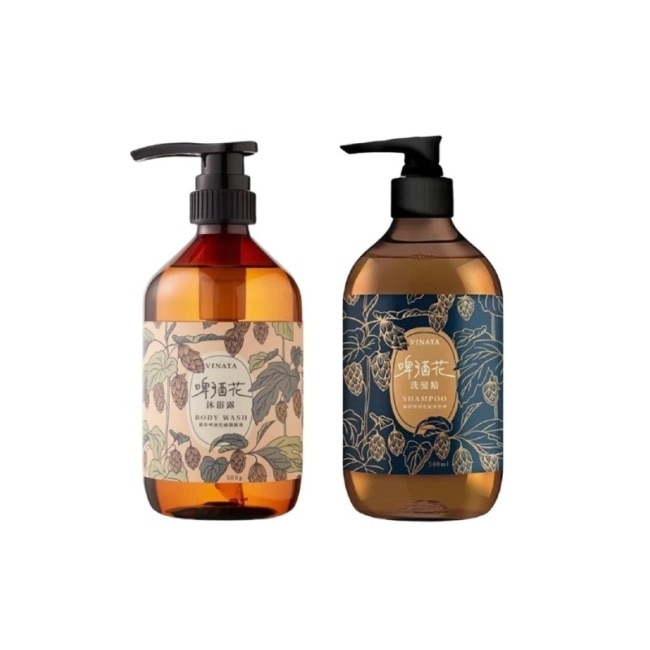 VINATA-HOPS 啤酒花沐浴乳(500ml)*2+VINATA-HOPS 啤酒花洗髮乳(500ml)*2