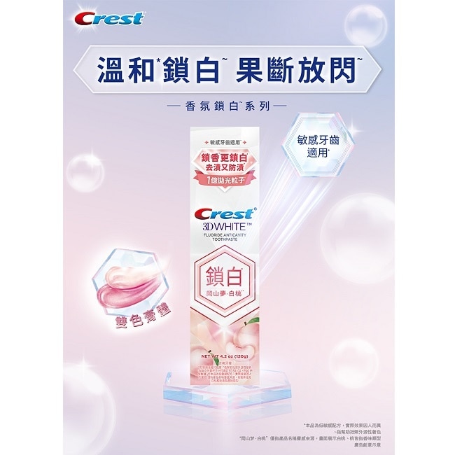 Crest香氛鎖白牙膏-岡山夢白桃