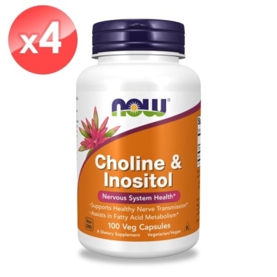 NOW 健而婷 - 【NOW】膽鹼+肌醇膠囊4瓶組(100顆x4瓶)