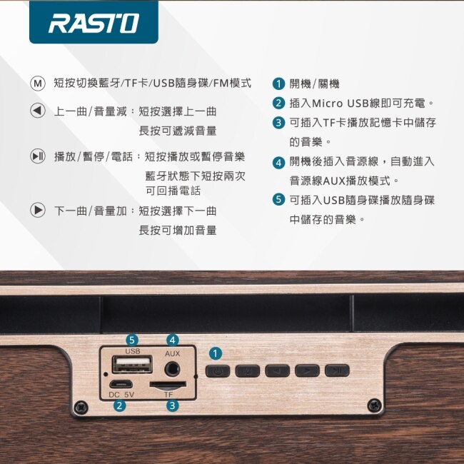 RASTO RD9 全音域立體聲藍牙喇叭