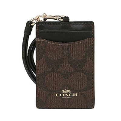 COACH COACH LOGO馬車PVC皮革證件套票卡夾 棕色皮革x黑色 F63274 IMAA8