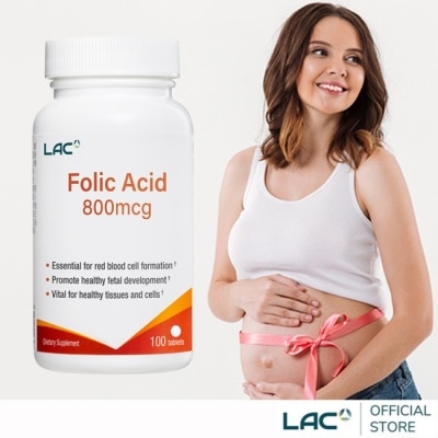 LAC 【LAC利維喜】葉酸800食品錠100錠(800mcg/孕養調理/素食錠劑)