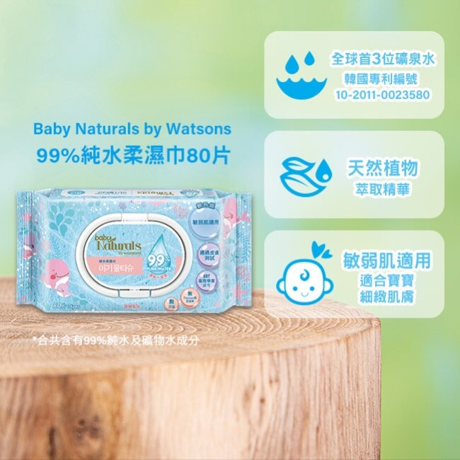 Baby Naturals by Watsons 99%純水柔濕巾80片-20包/箱-箱購