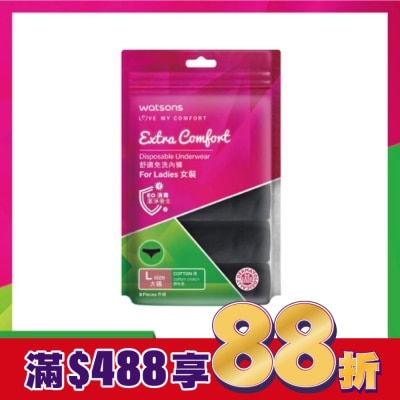 Watsons 屈臣氏 屈臣氏舒適免洗內褲5入-女(黑)L