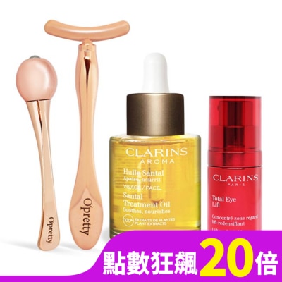 CLARINS CLARINS 克蘭詩 全面護理好氣色禮袋組[護理油30ml+眼霜15ml+臉部按摩組]