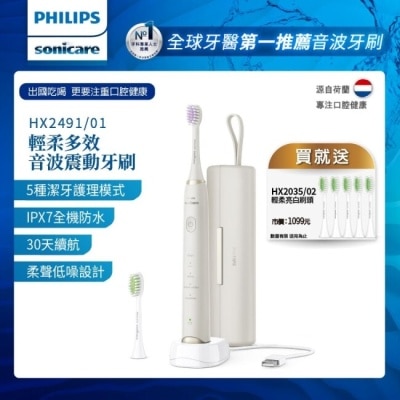 PHILIPS Philips飛利浦 Sonicare輕柔多效音波震動/電動牙刷HX2491/01+送5支專用刷頭