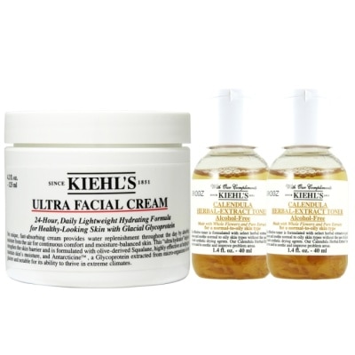 KIEHL S KIEHLS冰河醣蛋白保濕霜125ml(國際航空版)x1+金盞花化妝水 40mlx2 (百貨公司貨)