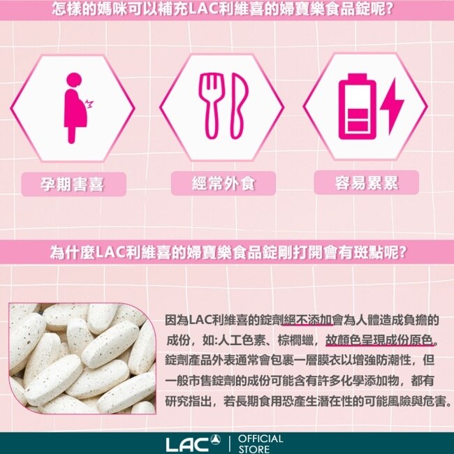 【LAC 利維喜】2入組 婦寶樂食品錠120錠