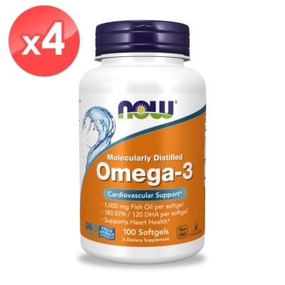 NOW 【NOW】Omega-3魚油膠囊4瓶組(100顆*4瓶)