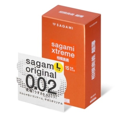 SAGAMI 相模奧義超薄乳膠保險套 15 入 + 相模元祖 0.02 大碼裝 PU 保險套 1 入