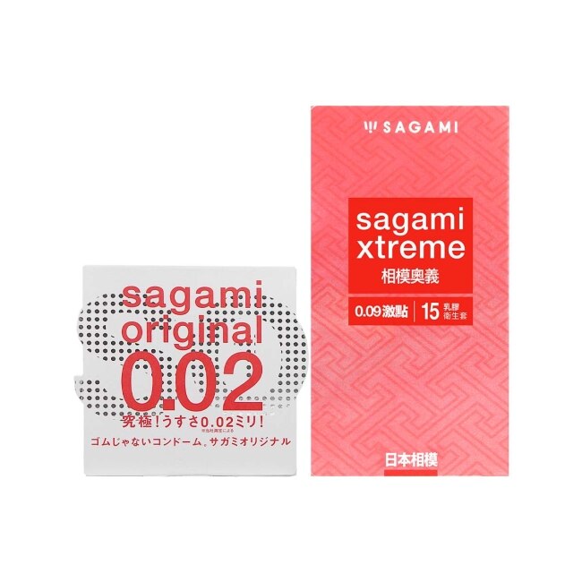 相模奧義 0.09 激點乳膠保險套 15 入 + 相模元祖 0.02 標準裝 PU 保險套 1 入