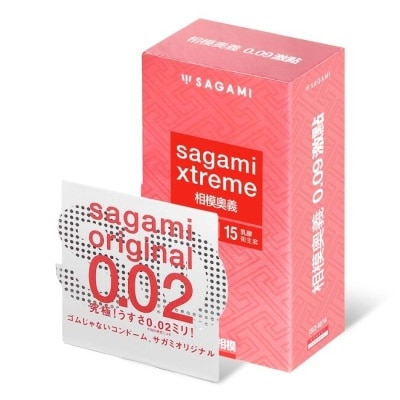 SAGAMI 相模奧義 0.09 激點乳膠保險套 15 入 + 相模元祖 0.02 標準裝 PU 保險套 1 入