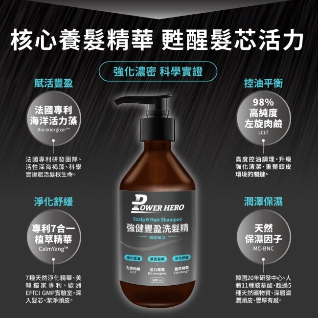 【PowerHero】強健豐盈洗髮精(500ml/瓶 )