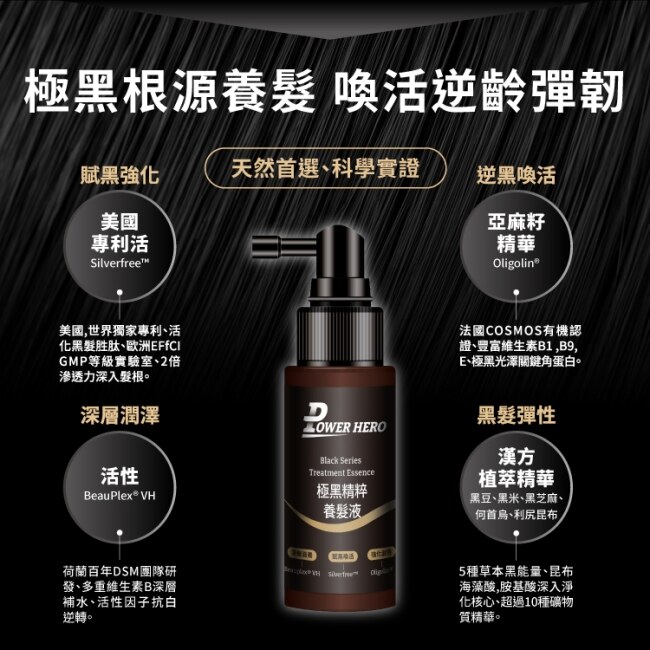 【PowerHero】極黑精粹養髮液(60ml/瓶)