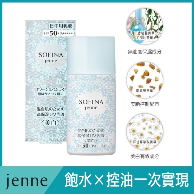 蘇菲娜 透美顏 混合肌適用 飽水控油雙效日間防護乳＜美白＞ 30ml