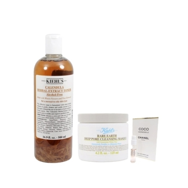 KIEHLS 金盞花毛孔淨膚組(金水500ml+白泥125ml)贈CHANEL針管小香