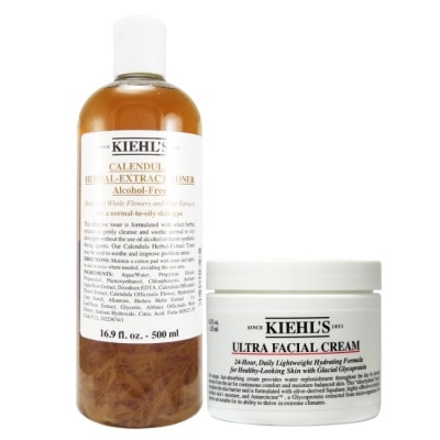 KIEHL S KIEHL，S 金盞花化妝水500ml+冰河醣保濕霜125ml(國際航空版)