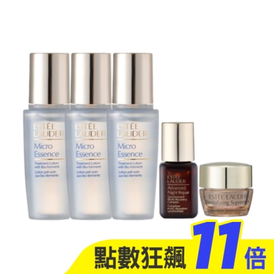 ESTEE LAUDER 雅詩蘭黛 【ESTEE LAUDER 雅詩蘭黛】(小棕瓶)原生露15ml*3+特潤超導修護露7ml+膠原霜 5ml 公司貨