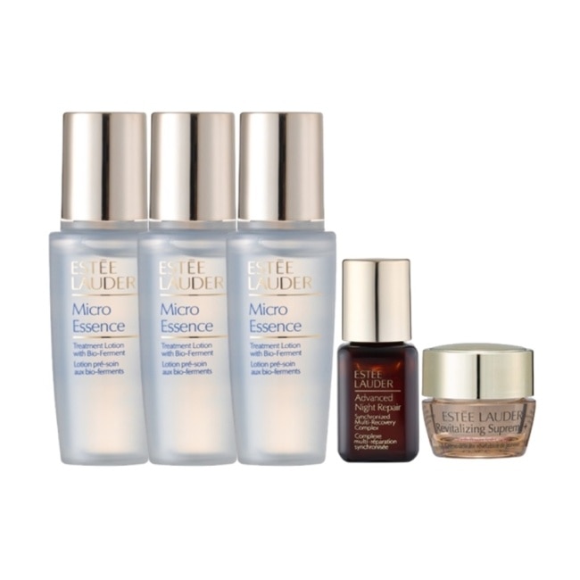 【ESTEE LAUDER 雅詩蘭黛】原生露15ml*3+特潤超導全方位修護露7ml+膠原霜5ml 公司貨 小棕瓶