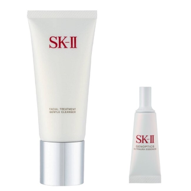 SKII 【SK-II】全效活膚潔面乳120g+光蘊臻採煥亮精華10ml 百貨公司貨