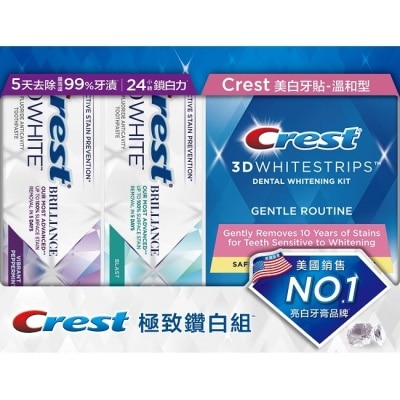 美國 CREST Crest極致鑽白組-牙貼14次+鑽白牙膏110gx2