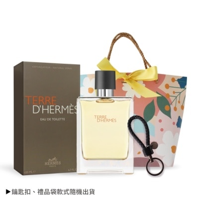 HERMES HERMES 愛馬仕 大地男性淡香水祝福禮[香水100ml+手工編織鑰匙扣+禮袋]-國際航空版