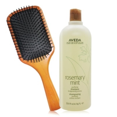 AVEDA AVEDA 迷迭薄荷洗髮精(1000ml)+AVEDA木質髮梳(大)-國際航空版