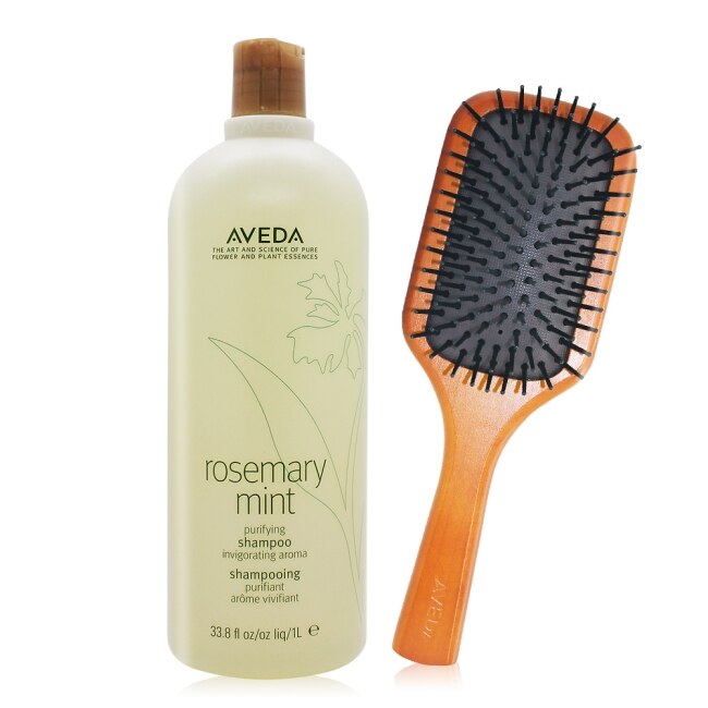 AVEDA 迷迭薄荷洗髮精(1000ml)+AVEDA 隨行按摩梳-小-國際航空版