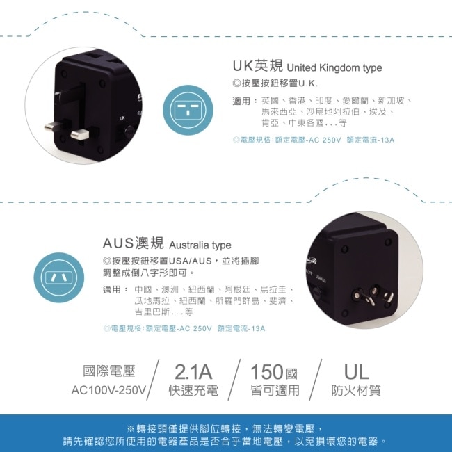 E-books B70 雙孔USB萬國旅行轉接頭充電器 image
