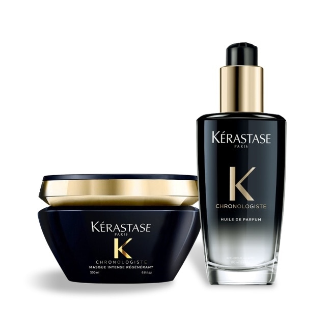 KERASTASE 卡詩 黑鑽極萃逆時寵奢組-髮油100ml+髮膜200ml-國際航空版