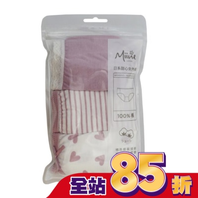 Miine - Miine 日系甜心女內褲3入組-M【顏色隨機出貨】