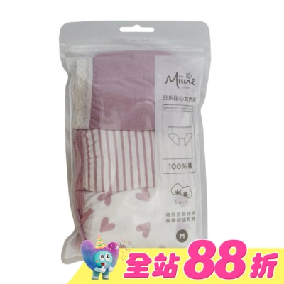 Miine - Miine 日系甜心女內褲3入組-M【顏色隨機出貨】