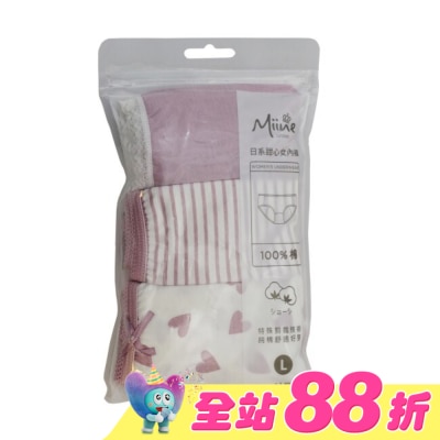 Miine - Miine 日系甜心女內褲3入組-L【顏色隨機出貨】