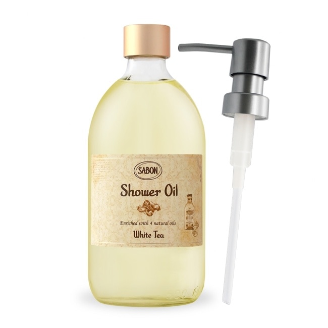 SABON 白茶沐浴油(500ml)附壓頭-國際航空版