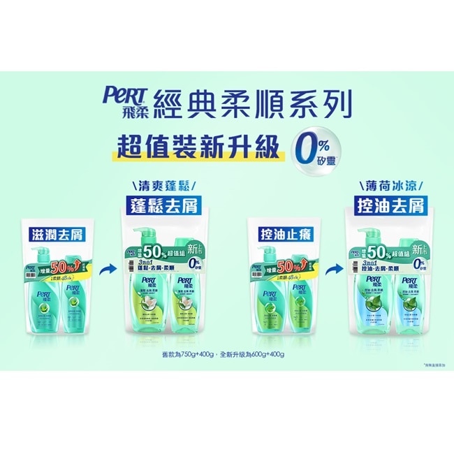 飛柔控油去屑洗髮露組(600+400g)